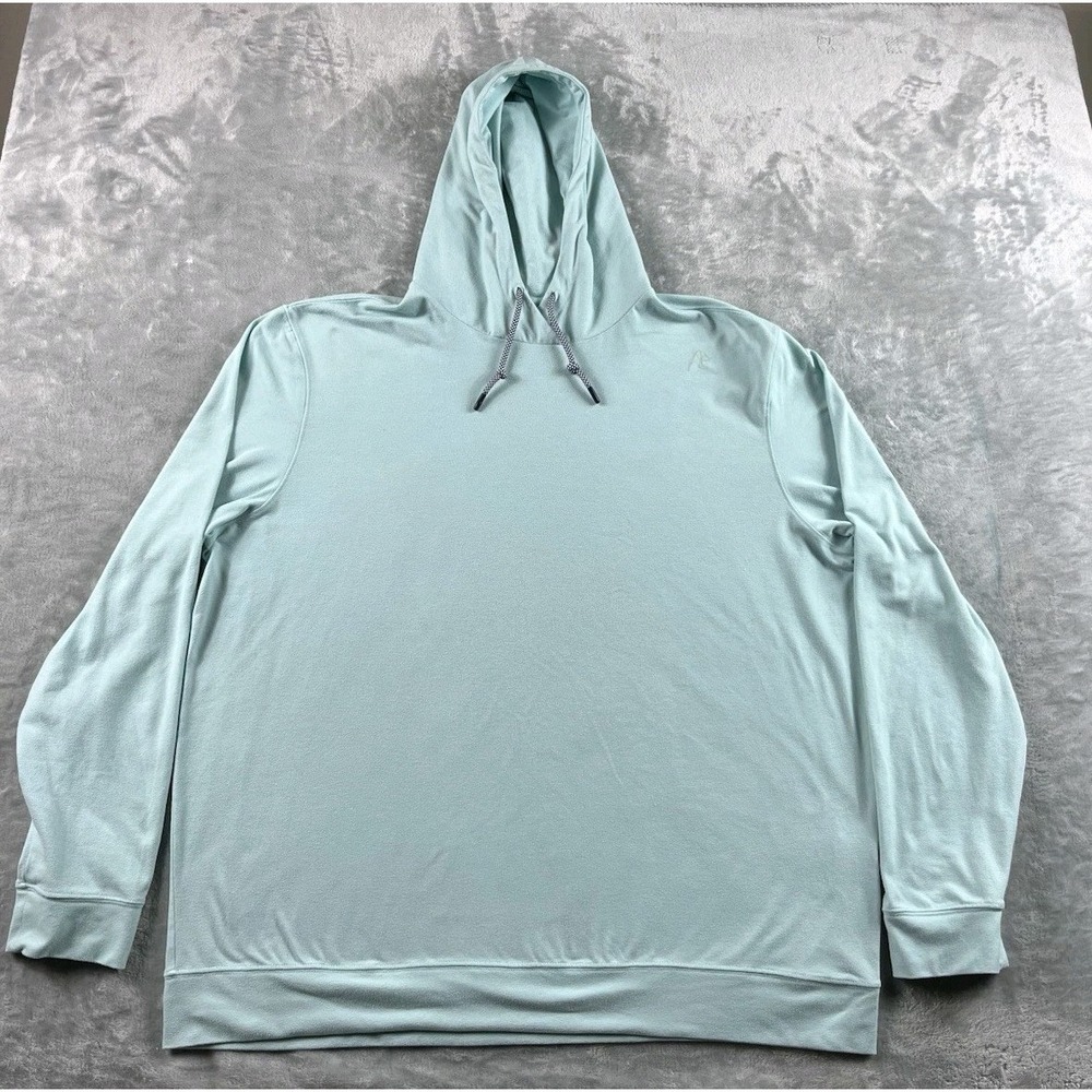 Rhoback Hoodie Mens 2XL Light Blue Green Golf Performance Pullover Workout READ